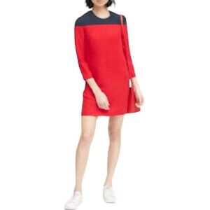 Banana Republic Colorblock Shift Dress, Red Navy 3/4-Sleeves Women's Size 10